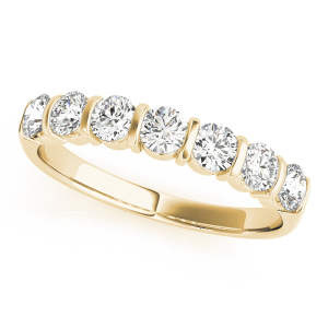 Lab-Created Yellow Gold Bar Set 7 Stone Diamond Ring