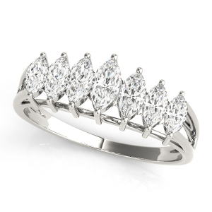 Ispina Lab-Created Marquise cut Prong-Set 7 Stone Diamond Ring