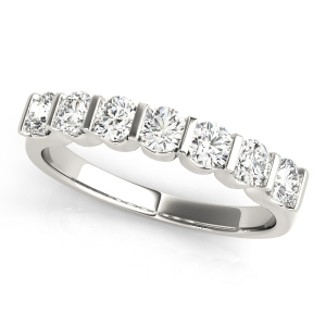 Lab-Created Round cut Bar-Set  7 Stone Diamond Ring