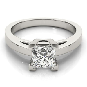 Donna Lab-Created Silver 4 Prong Solitaire Diamond Ring