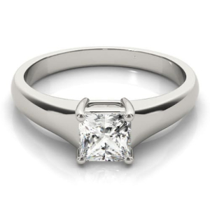 Draya Lab-Created Silver 4 Prong Solitaire Diamond Ring