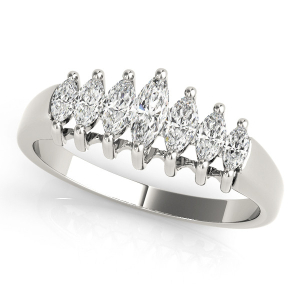 Waverlay Lab-Created Marquise cut Prong-Set 7 Stone Diamond Ring
