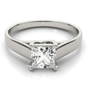 Darya Lab-Created Silver 4 Prong Solitaire Diamond Ring