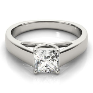 Danitza Lab-Created Silver 4 Prong Solitaire Diamond Ring
