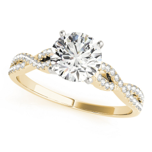 Nikki Lab-Created Yellow Gold 4 Prong Side Stone Diamond Ring