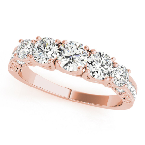 Belle Natural Rose Gold Prong 5 Stone Diamond Ring