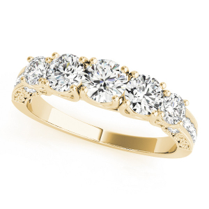 Belle Natural Yellow Gold Prong 5 Stone Diamond Ring