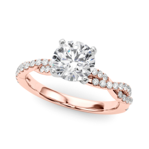 Nalah Lab-Created Rose Gold 4 Prong Side Stone Diamond Ring