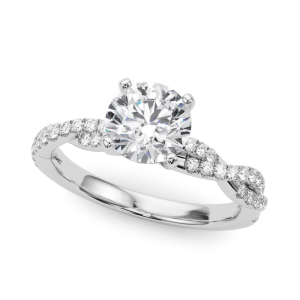 Nalah Lab-Created Round cut 4 Prong  Side Stone Diamond Ring