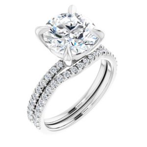 Pesta Natural Diamond Round cut 4 Prong  Side Stone Engagement Ring