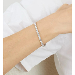 5.32 Carat F/VS Natural Round Cut Diamond Claw Set Tennis Bracelet 