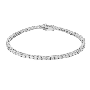 1.75 Carat F/SI Natural Round Cut Diamond Claw Set Tennis Bracelet in 9k White Gold