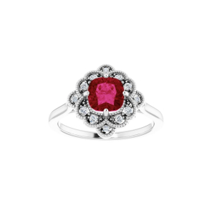 Estella 1.30 Carat Lab Grown Ruby Cushion cut 4 Prong 