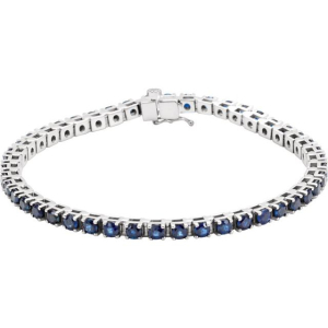 Barzah 6.10 Carat Blue Round cut  Sapphire Bracelet