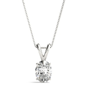 Quenburga Lab-Created Diamond Oval cut 4 Prong  Necklace