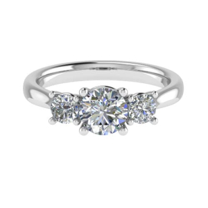 0.33 - 3.00 Carat Round Diamond Three Stone Ring with Prong Set