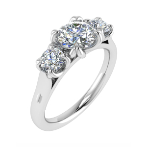0.33 - 1.50 Carat Round Diamond  Designer Three Stone Ring with Claw Set