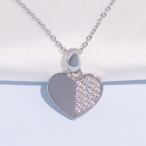 0.10 Carat Natural Round Cut Diamonds Heart Shaped Pendant 18 Inch Chain Included