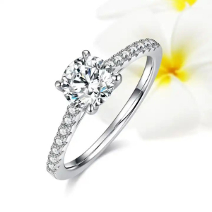 0.33 Carat Lab Created Round Cut Diamonds Side Stone Engagement Ring