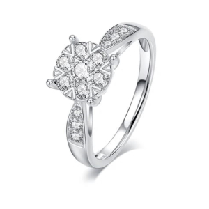 0.33 Carat Lab Created Round Cut Diamond Cluster Engagement Ring