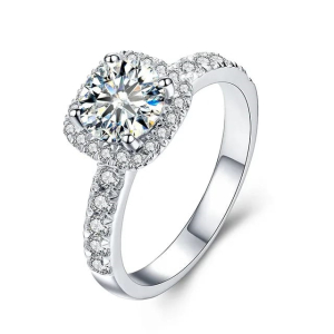 1.00 - 1.75 Carat Natural Round Cut Diamond Halo Engagement Ring