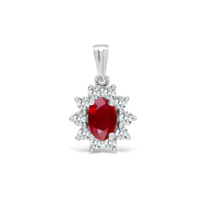 Belette Natural Ruby Halo Pendant Necklace