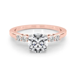 Belca Lab-Created Diamond Rose Gold 4 Prong Side Stone Engagement Ring