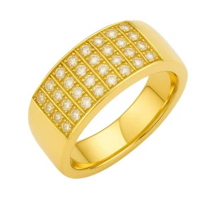 Aart Natural Yellow Gold Channel Set Men's Wedding Diamond Ring