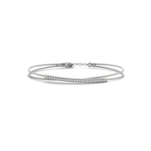 Sherrilynn Natural White Gold Prong Set Diamond Bangle Bracelet