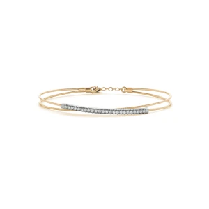 Sherrilynn Natural Yellow Gold Prong Set Diamond Bangle Bracelet