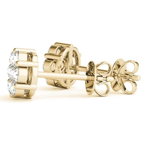 Fairamay Natural Yellow Gold Claw Set Cluster Diamond Earrings