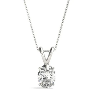 Quenburga Natural Diamond Platinum 4 Prong Solitaire Pendant Necklace