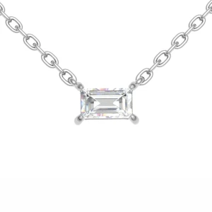 Quenna Lab-Created Diamond White Gold 4 Prong Solitaire Pendant Necklace
