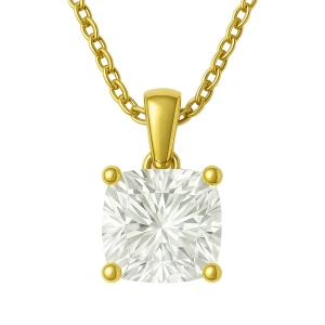 Quella Lab Grown Diamond Yellow Gold 4 Prong Solitaire Pendant Necklace