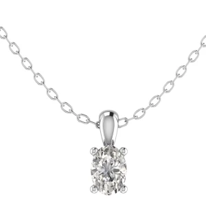 Quenie Lab-Created Diamond Platinum 4 Prong Solitaire Pendant Necklace