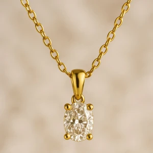 Quenie Lab-Created Diamond Yellow Gold 4 Prong Solitaire Pendant Necklace