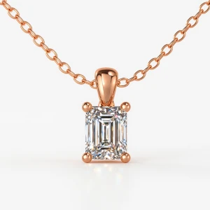 Rutina Lab-Created Diamond Rose Gold 4 Prong Solitaire Pendant Necklace