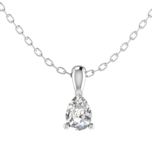 Quena Lab-Created Diamond Yellow Gold 3 Prong Solitaire Pendant Necklace