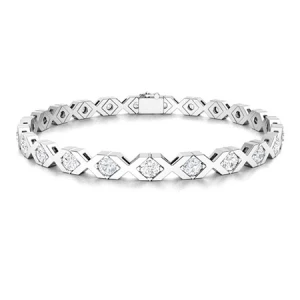 Petronel Lab-Created White Gold XO Diamond Tennis Bracelet