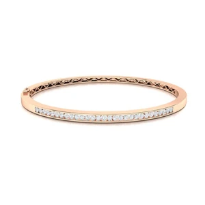 Sheral Natural Rose Gold Channel Set Diamond Bangle Bracelet