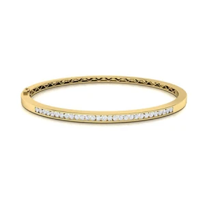 Sheral Natural Yellow Gold Channel Set Diamond Bangle Bracelet