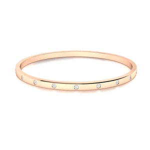 Sheilaine Lab-Created Rose Gold Bezel Set Diamond Bangle Bracelet