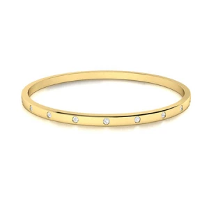 Sheilaine Lab Grown Yellow Gold Bezel Set Diamond Bangle Bracelet