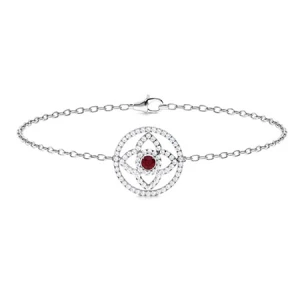 Richia Natural Ruby Yellow Gold 4 Prong Gemstone Bracelet