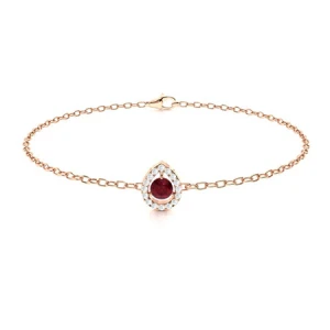 Riegan Natural Ruby Rose Gold 3 Prong Gemstone Bracelet