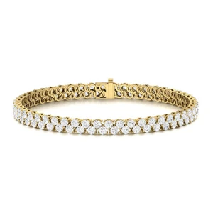 Sybill Lab-Created Diamond Yellow Gold 3 Prong Multi Row Tennis Bracelet