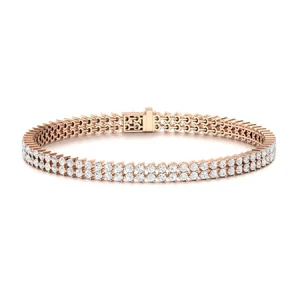 Syble Lab-Created Diamond Rose Gold Prong Set Multi Row Tennis Bracelet