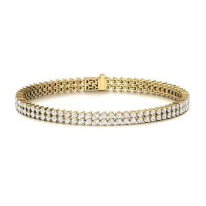 Syble Lab-Created Diamond Yellow Gold Prong Set Multi Row Tennis Bracelet