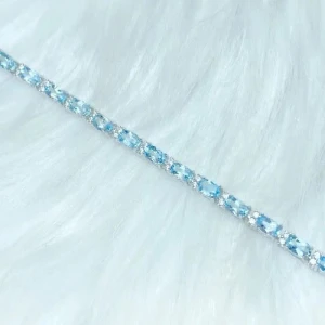 Raedself 5.00 Carat Aquamarine Oval cut 4 Prong  Gemstone Bracelet