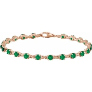 Raea Emerald Rose Gold 4 Claw Set Gemstone Bracelet